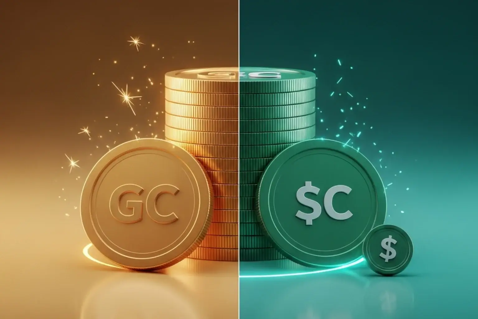 Visual comparison of Gold Coins and Sweep Coins dual currency system