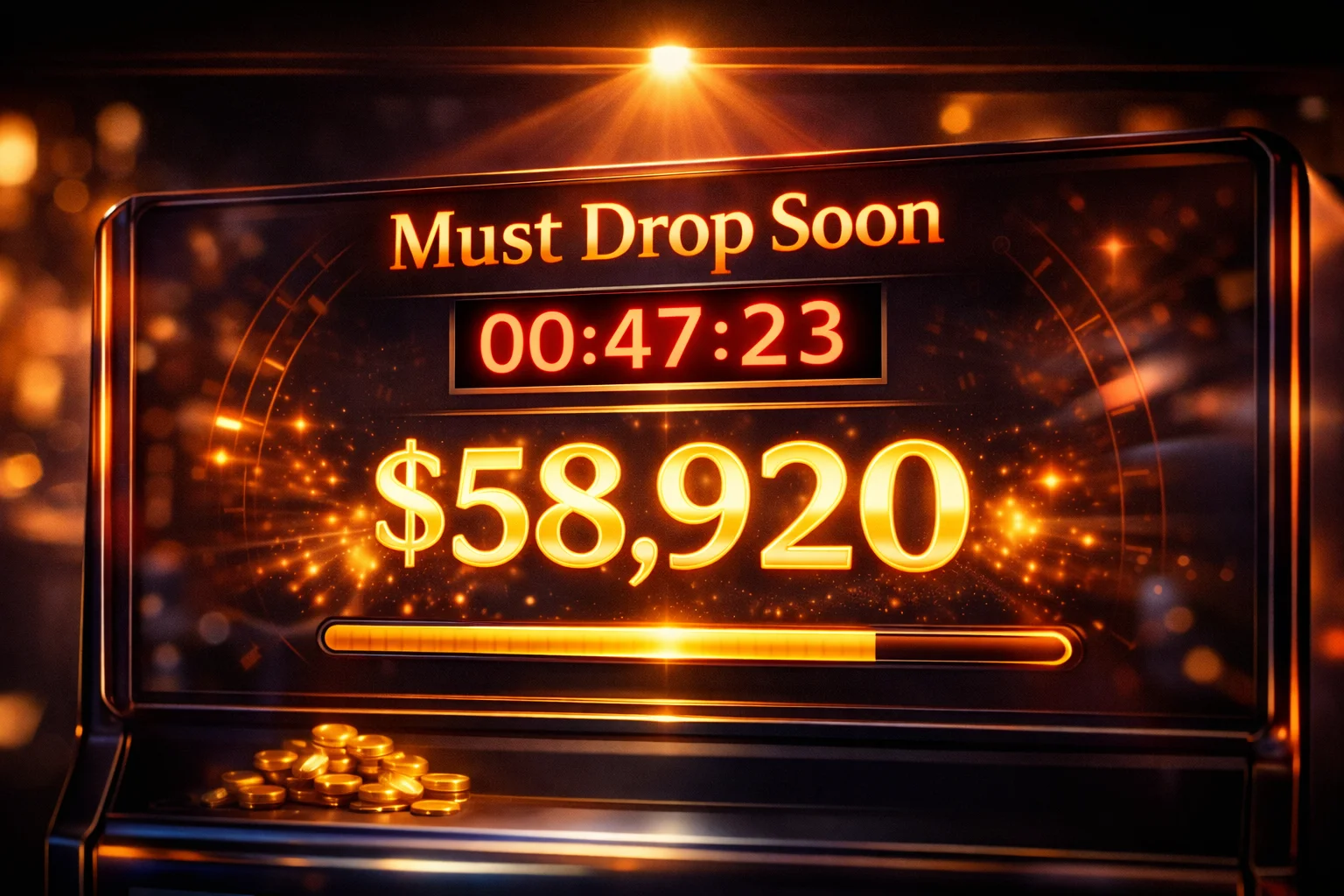 Must-drop jackpot countdown timer at sweepstakes casino