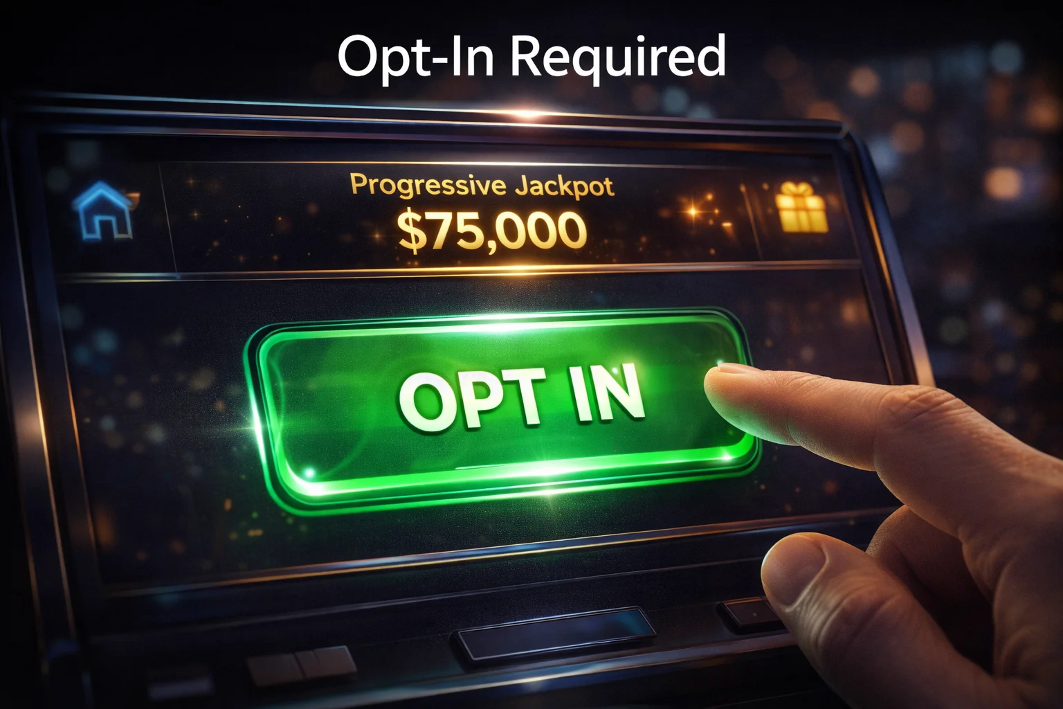 Opt-in button for progressive jackpot eligibility