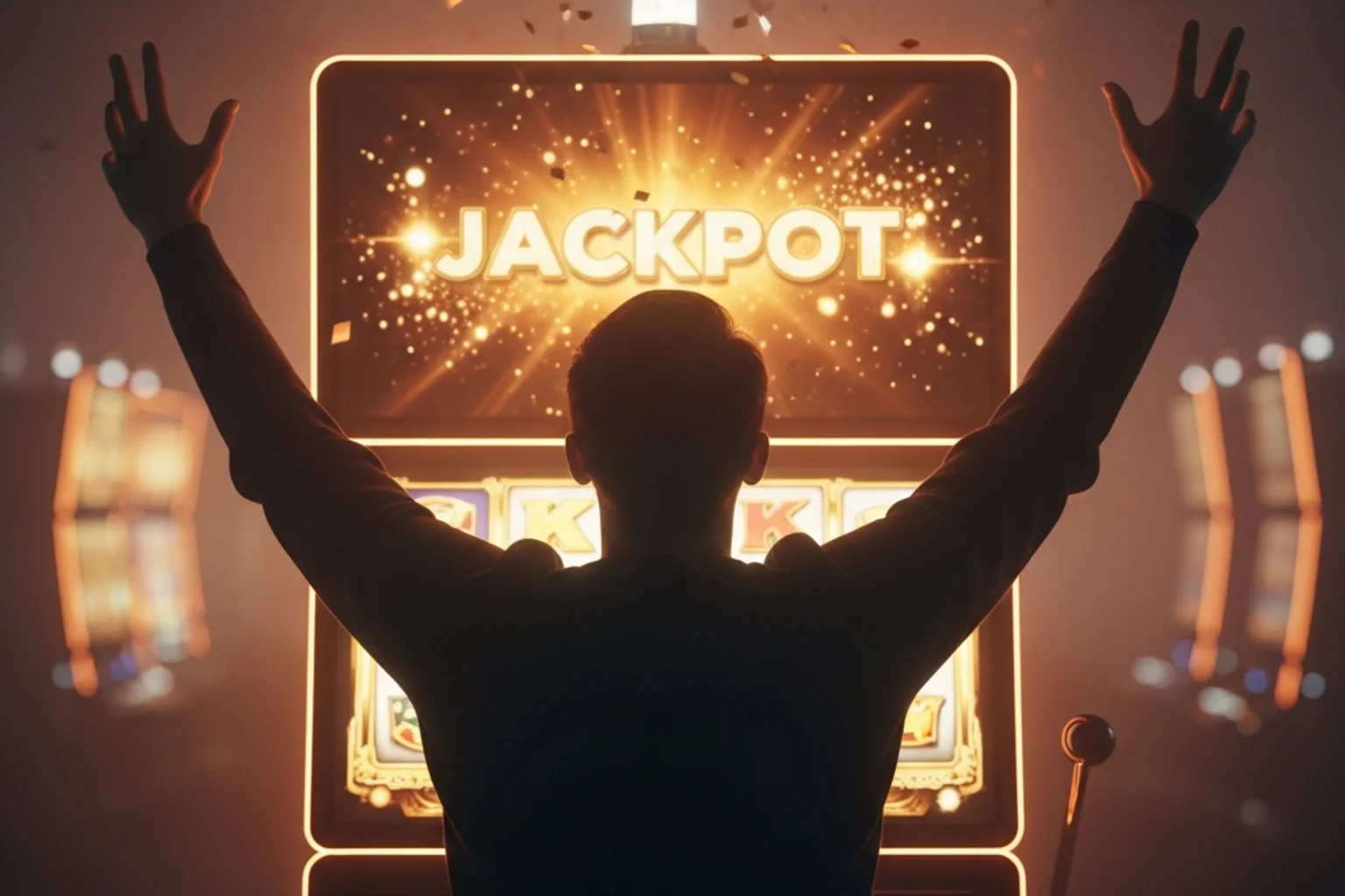 Sweepstakes casino jackpot winners: person celebrating verified progressive jackpot win