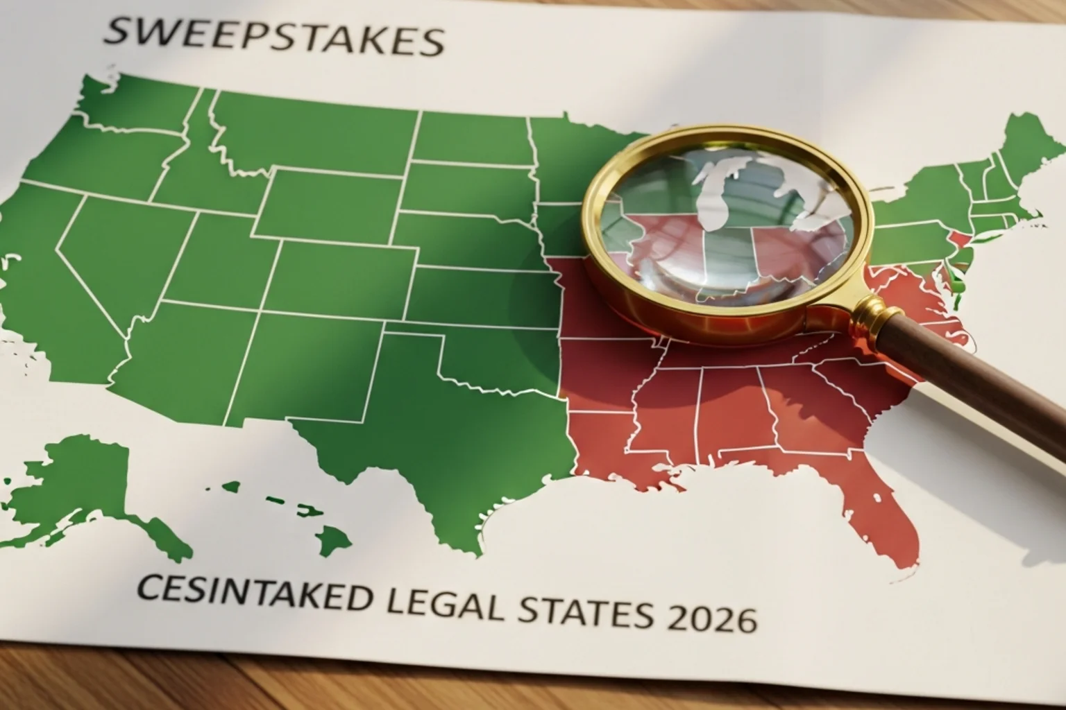 Sweepstakes casino legal states 2026: US map with state-by-state legal status