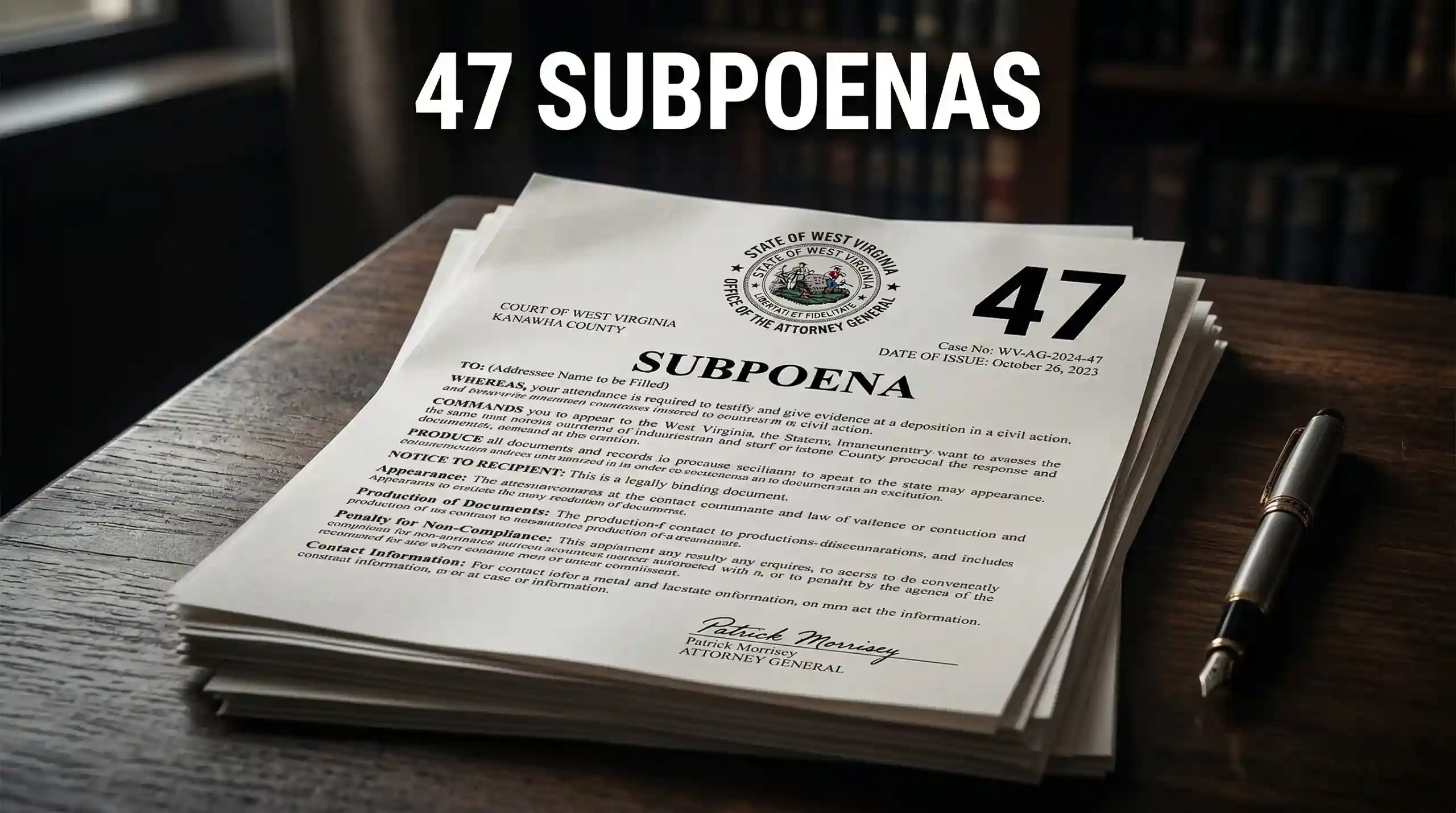 West Virginia Attorney General sweepstakes casino subpoenas