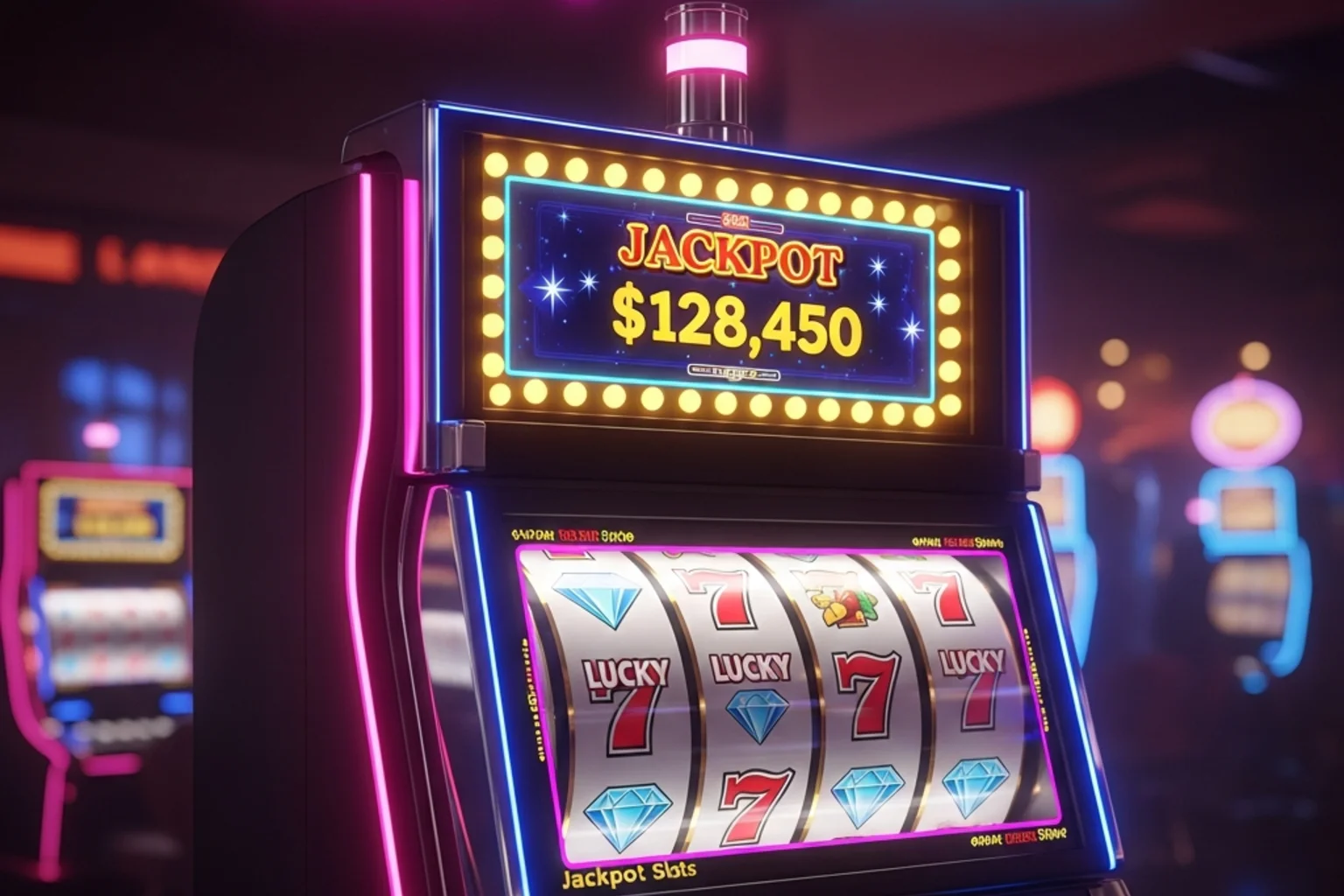 WOW Vegas progressive jackpot slots with neon lights